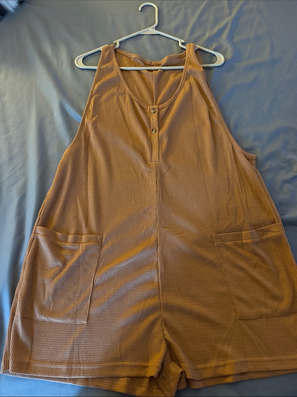 Sleeveless Waffle Knit Romper in Coffee